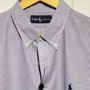 Ralph Lauren Polo Classic Long Sleeve Shirt Blue/White  Men's XL